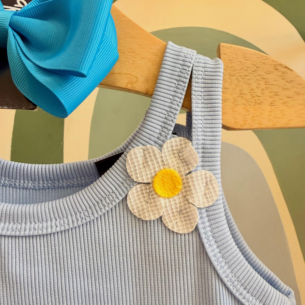 Blusa Infantil Menina Regata Flor Azul Bia