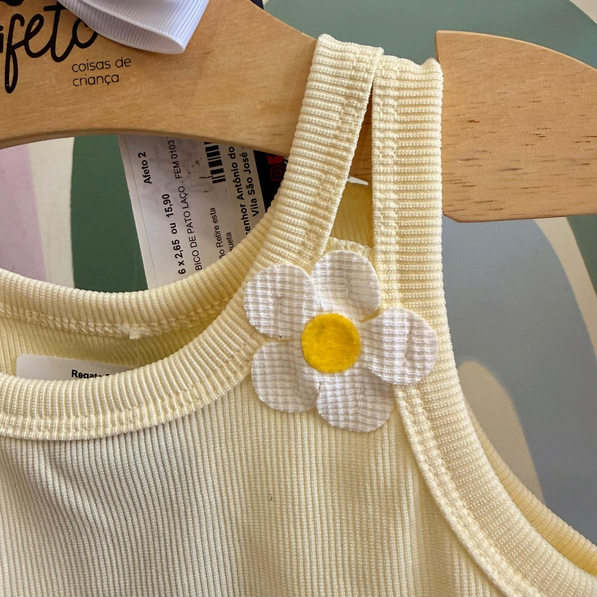 Blusa Infantil Menina Regata Flor Amarelo Bia