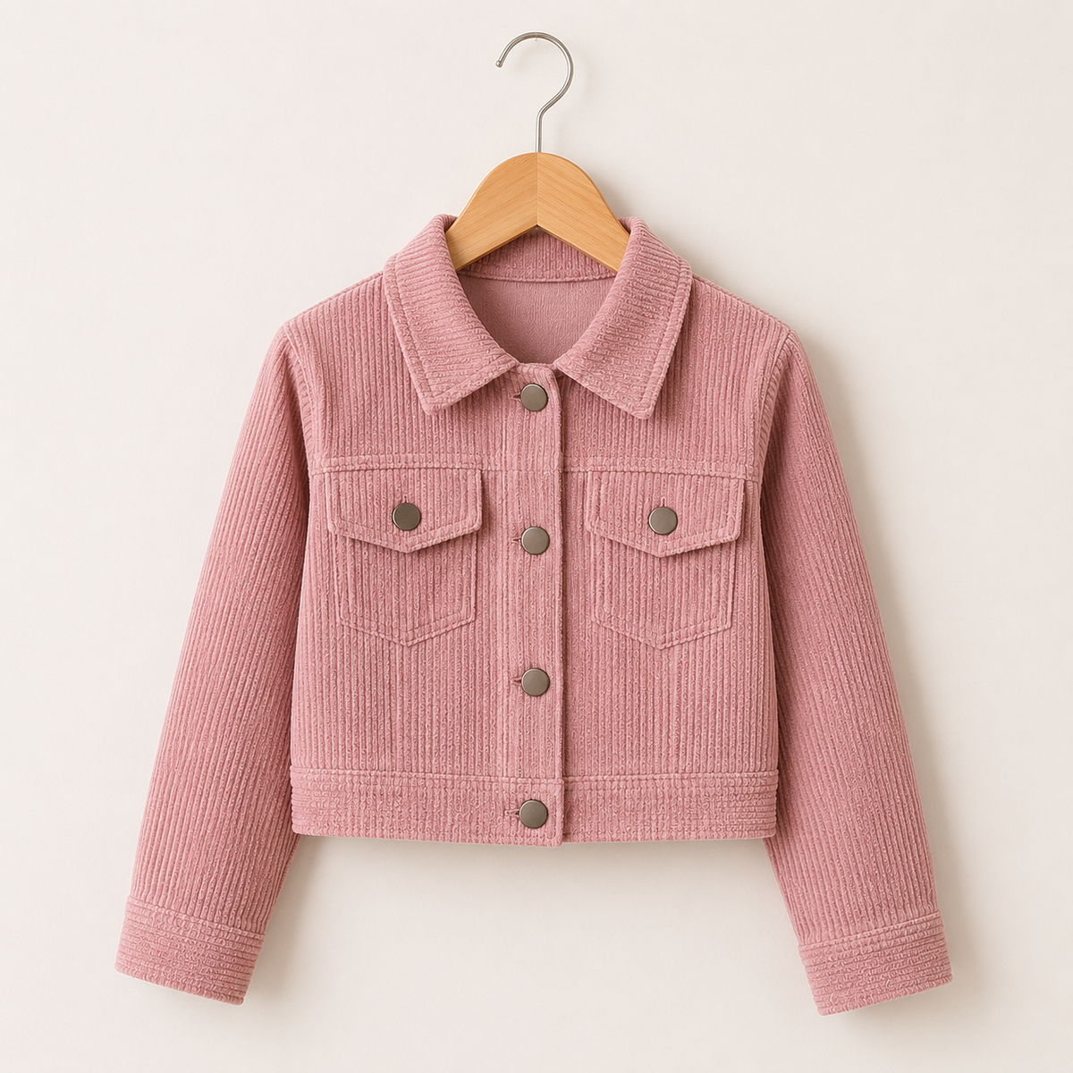Jaqueta Feminina de Veludo Cotele Infantil Menina Rose