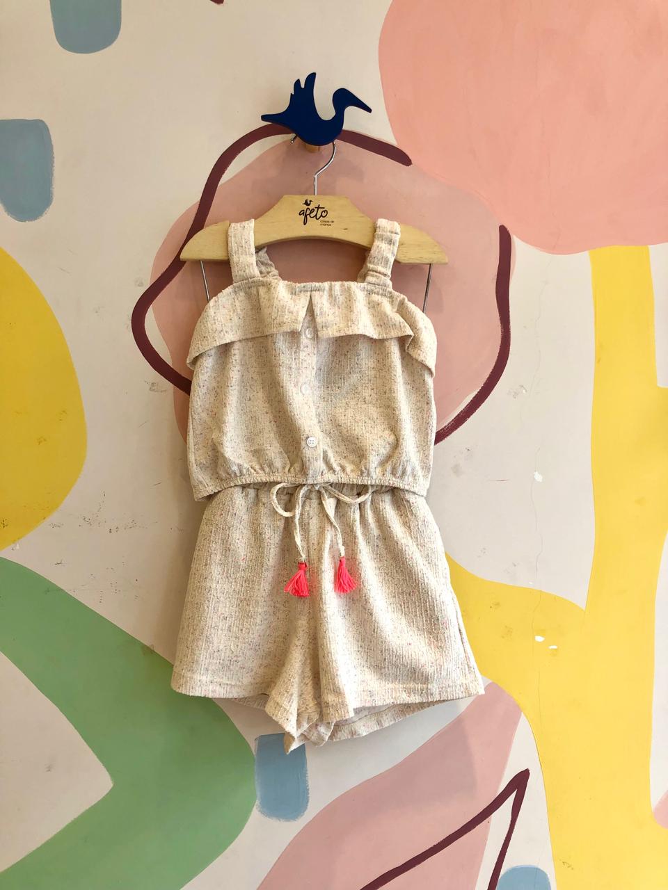 Conjunto regata shorts menina Ale Kids Tweed Neon