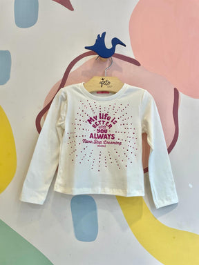 Blusa manga longa menina Momi Strass My Life Is Better Off