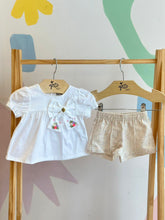 Conjunto manga curta shorts menina Ale Kids Tweed Bordado Flores