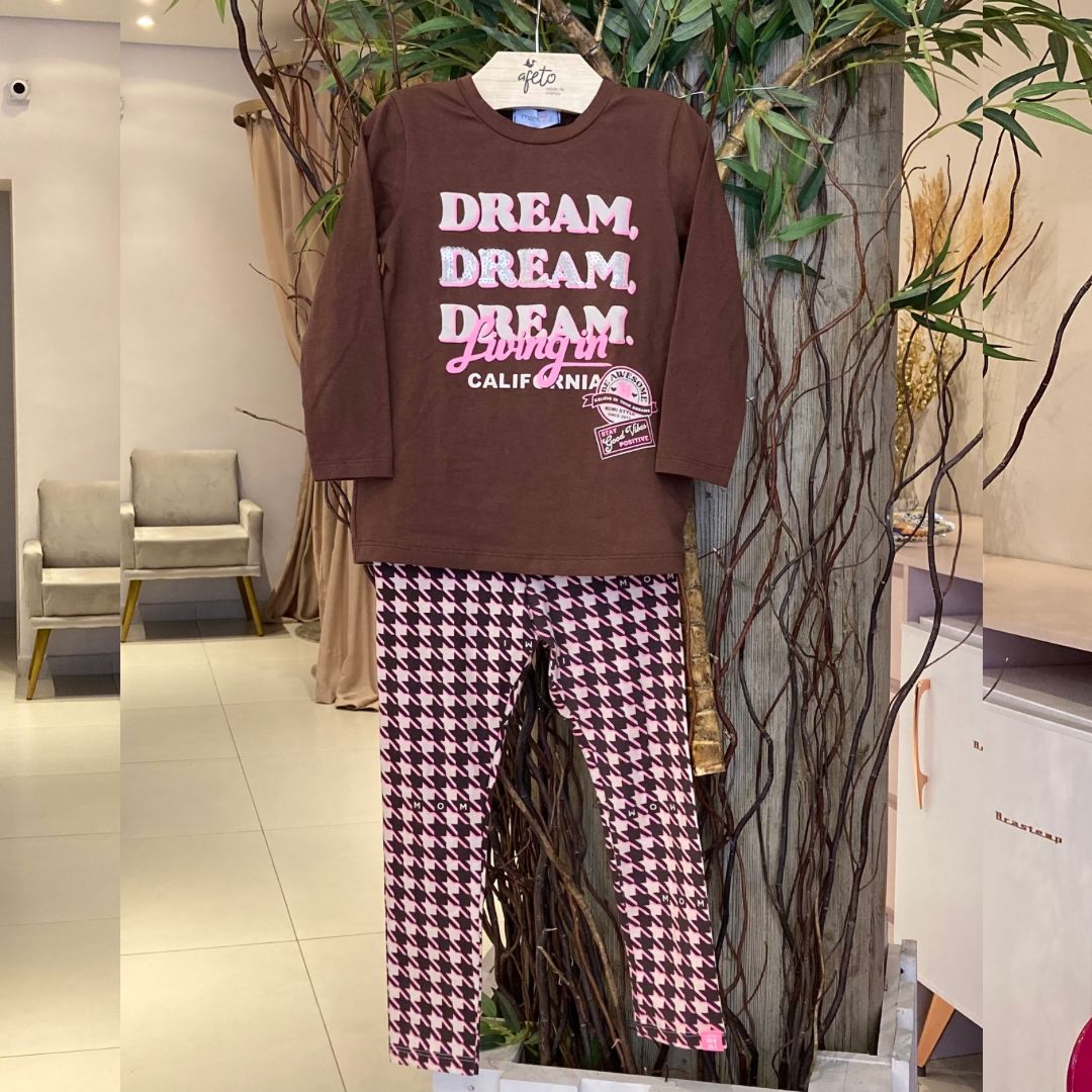 Conjunto Manga Longa Calça Momi menina Infantil Dream Off