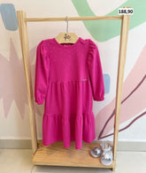 Vestido manga longa menina Momi Liso 3 Marias Strass Pink