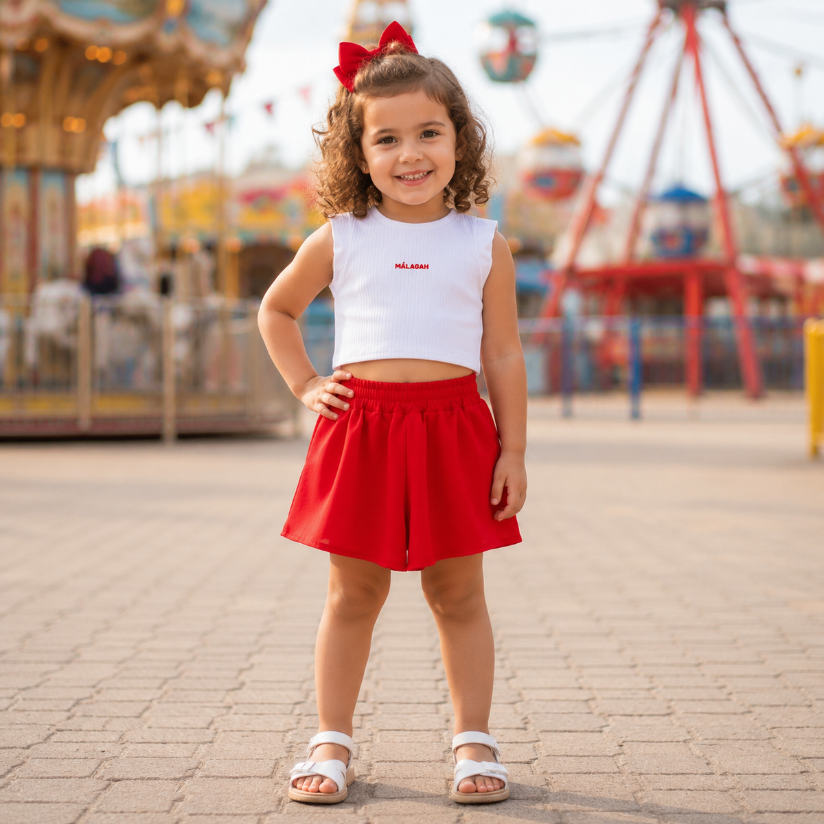 Conjunto Regata Shorts Malagah Menina Canelado Liso