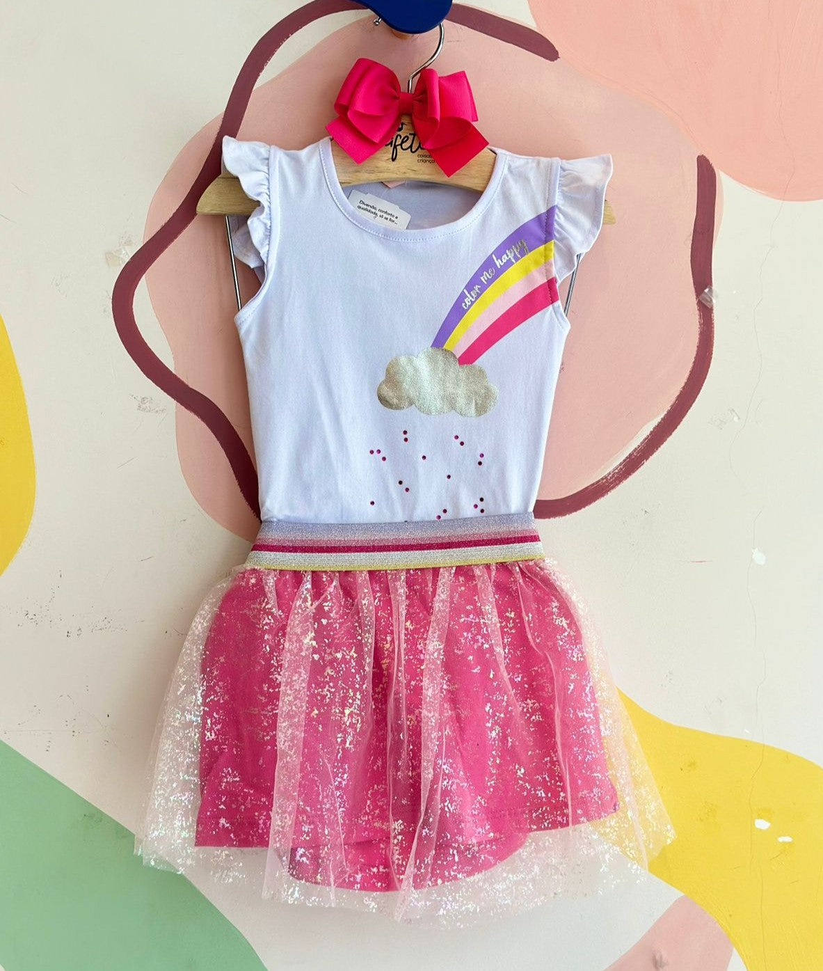 Conjunto Manga Curta Saia Menina Infantil Tam 1