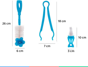 Kit Escova para Limpeza de Mamadeira Azul Buba 3 peças