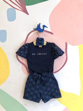 Conjunto Manga Curta Shorts Hrradinhos Menina Sweet