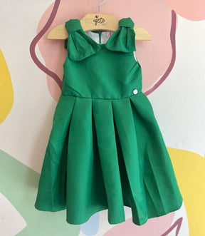 Vestido Festa Regata Malagah Infantil Fem Lacos Ombrinho Verde
