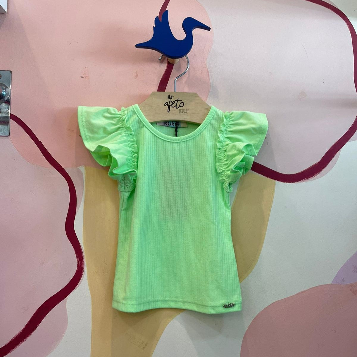 Blusa Manga Curta Kukie Infantil Fem Neon Lisa Canelada