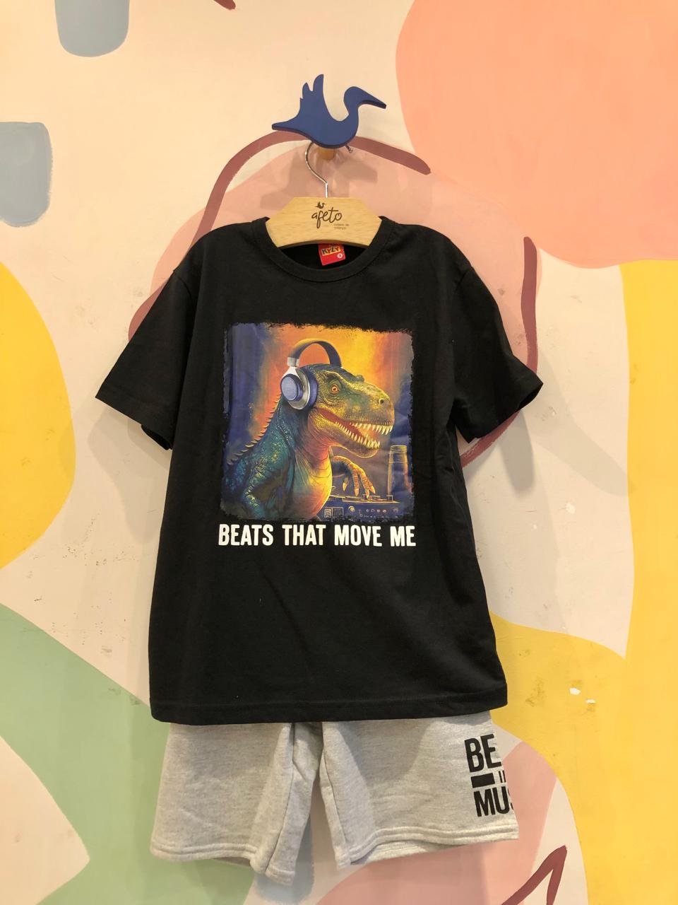 Conjunto Manga Curta Bermuda menino Dino Music