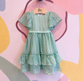 Vestido Manga Curta Bambolina Infantil Fem Festa Chiffon Arabe