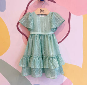 Vestido Manga Curta Bambolina Infantil Fem Festa Chiffon Arabe