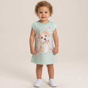 Vestido Regata Kaiani Infantil Fem Cachorrinha Poa