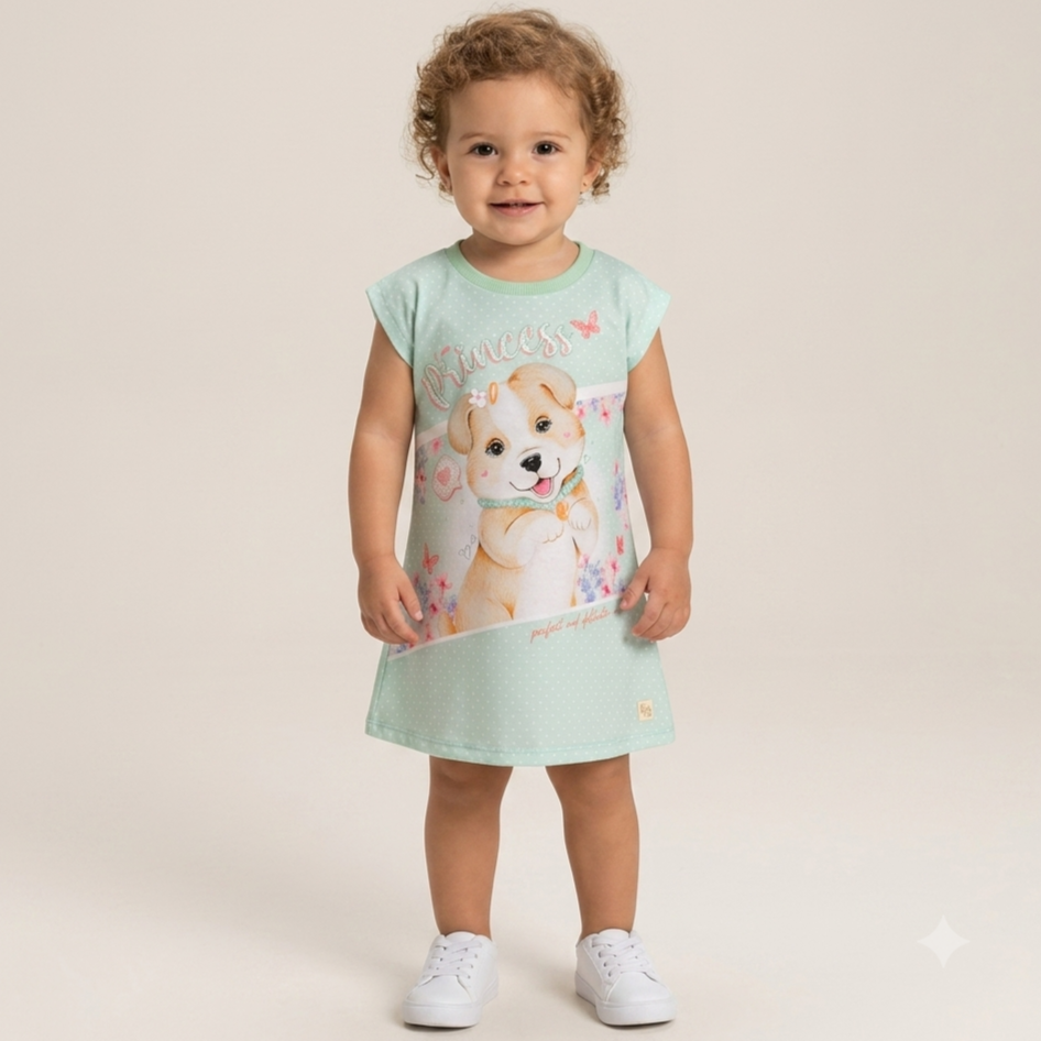 Vestido Regata Kaiani Infantil Fem Cachorrinha Poa