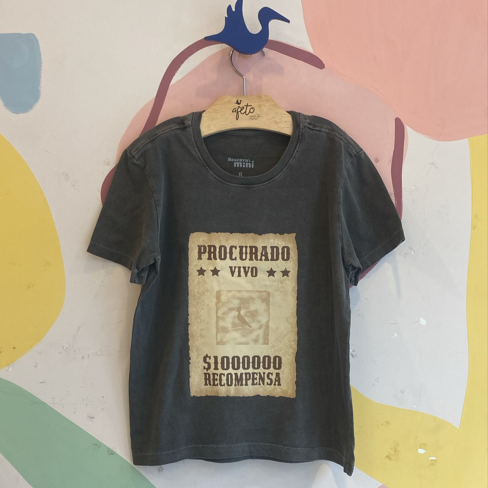 Camiseta manga curta Reserva menino Procurado Estonado Cinza