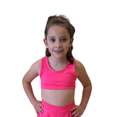 Top Infantil Menina Ginástica Praia Liso Rosa