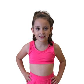 Top Infantil Menina Ginástica Praia Liso Rosa