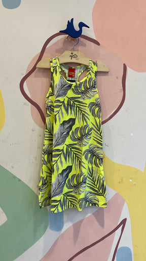 Vestido Regata menina Folhagem Verde e Cinza Kyly