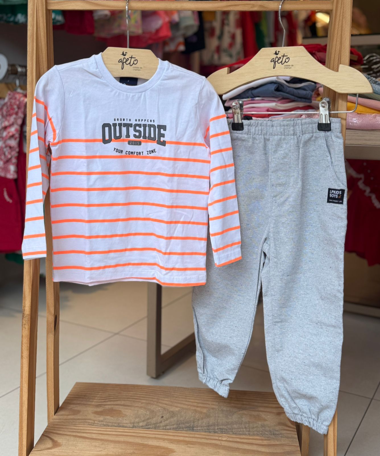 Conjunto Manga Longa Calça menino Outside Listras