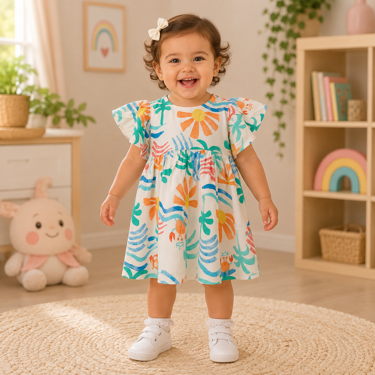 Vestido Manga Curta Malagah Infantil menina Tropical Viscose