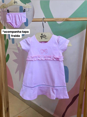 Vestido Manga Curta Baby Fashion Infantil Fem Laços
