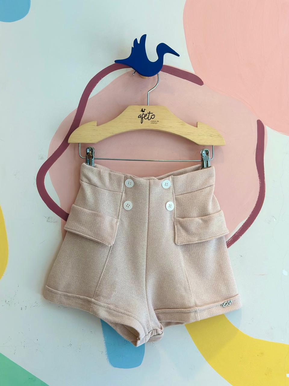 Shorts Menina Anjo Menina Lurex Botoes