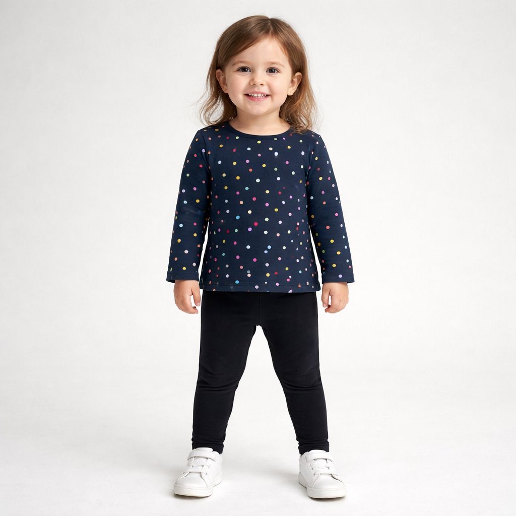 Conjunto Infantil Menina Manga Longa Legging Poa Preto