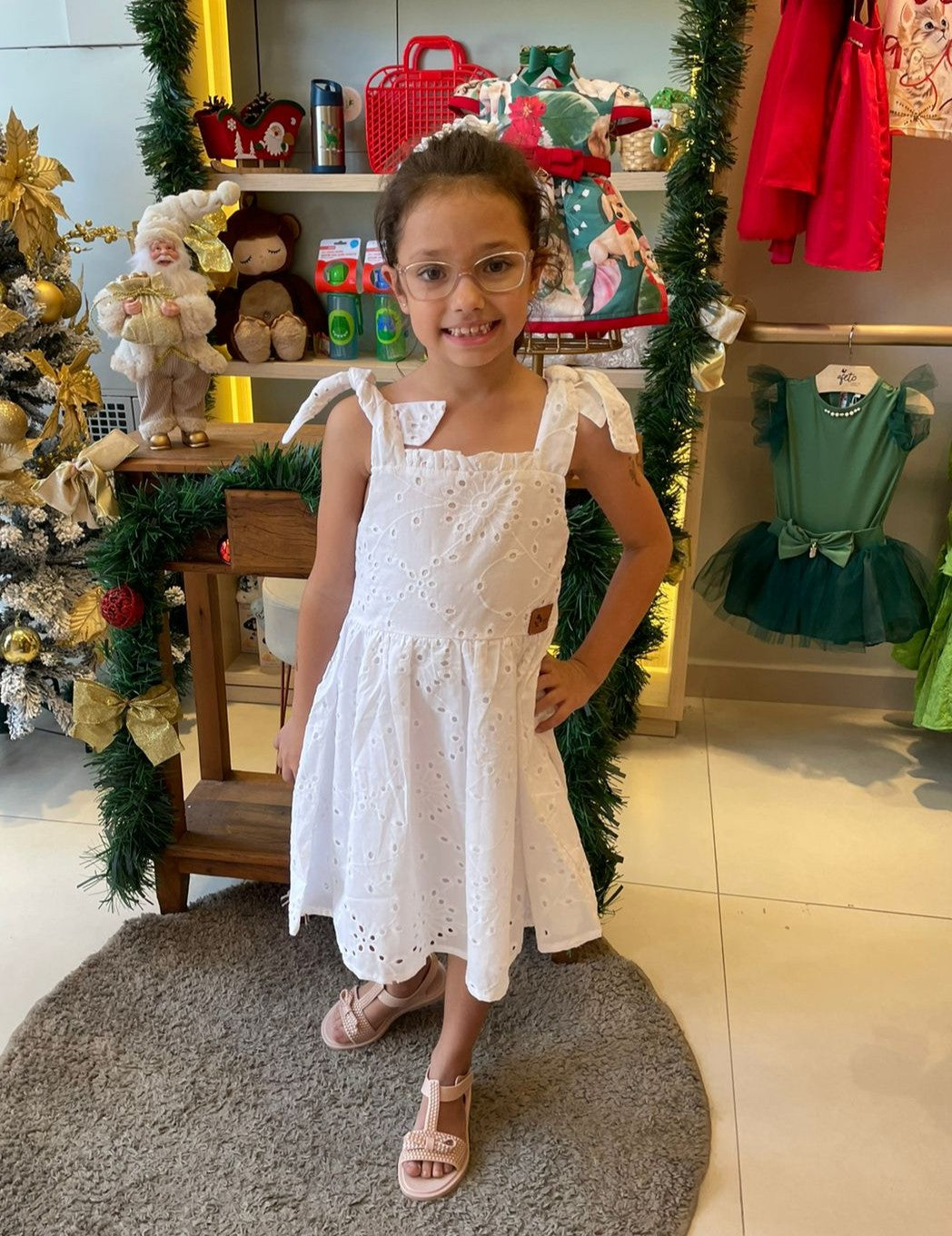 Vestido Manga Curta Malagah Infantil Fem Lasie Branco