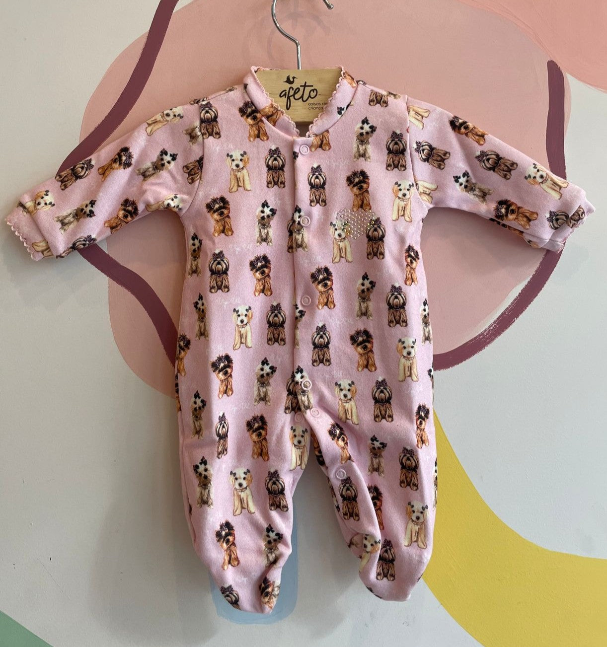 Macacao Manga Longa Menina Upi Uli Suedine Cachorrinhas