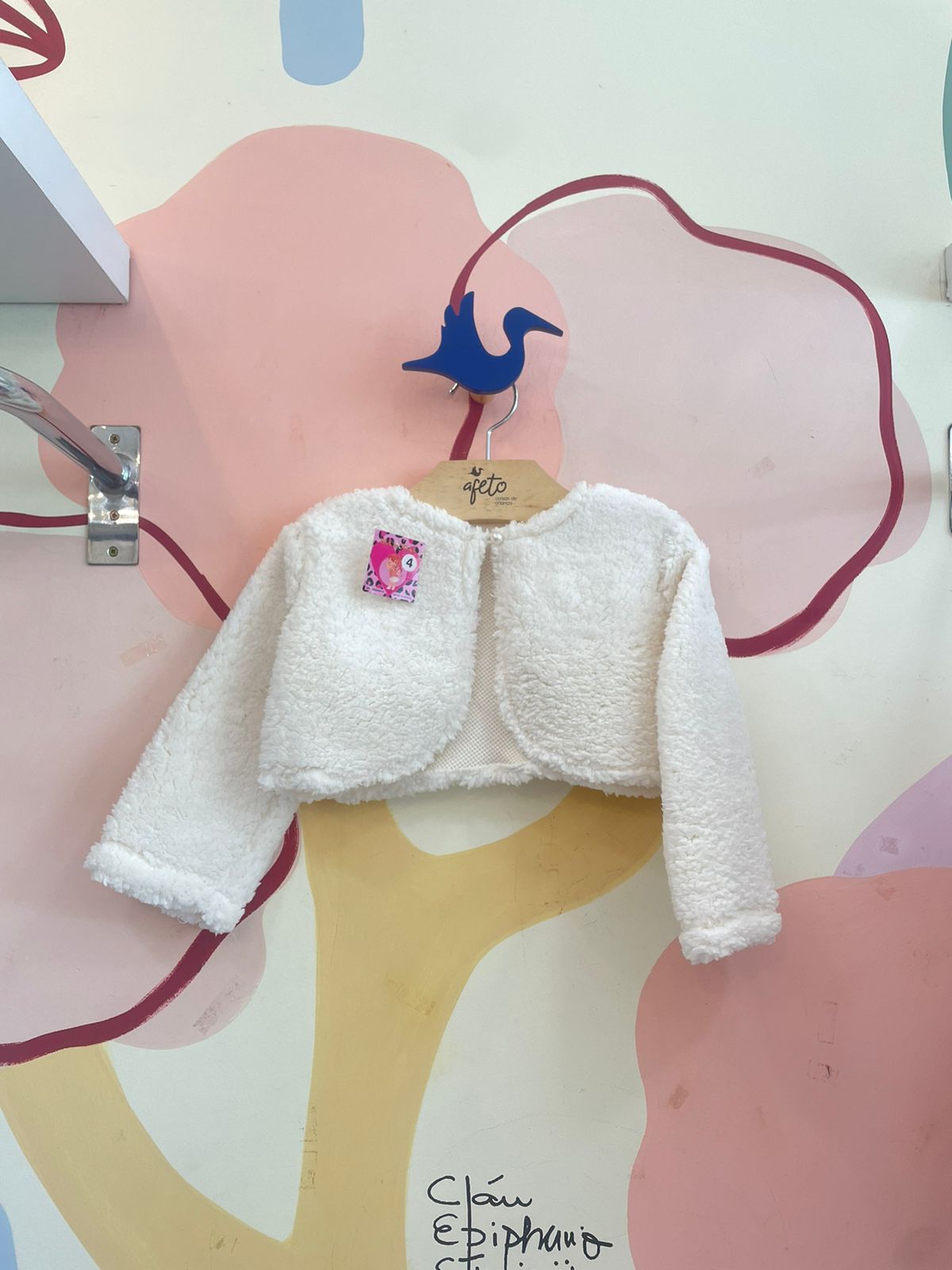 Bolero Manga Longa menina Pelucia Off White