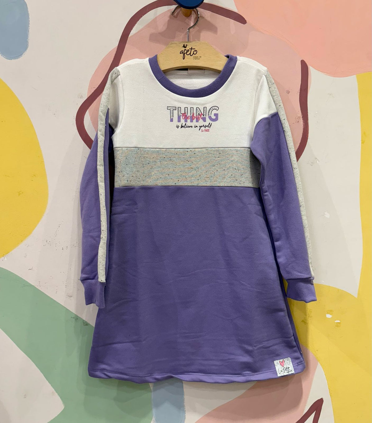 Vestido Manga Longa menina Moletinho The Best Lilás