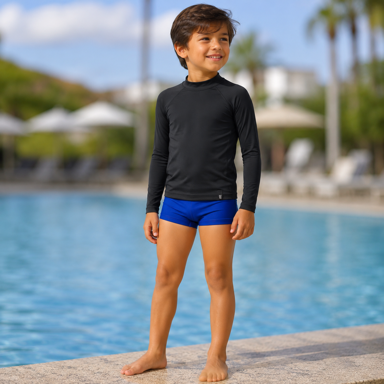 Blusa Praia Marujos & Sereias Unissex manga longa Liso com Protecao Preto