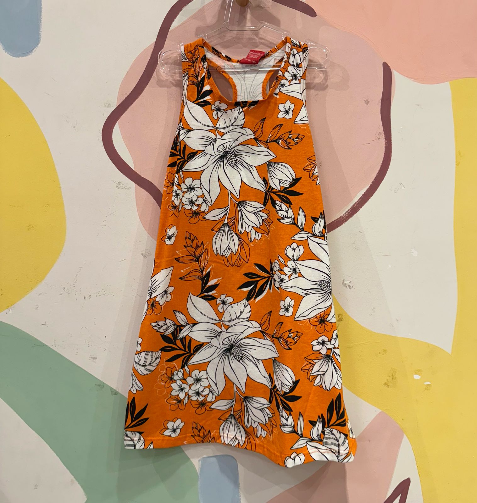 Vestido Regata menina Floral Laranja