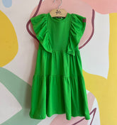 Vestido Manga Curta Momi Fem 3 Marias Babados Verde