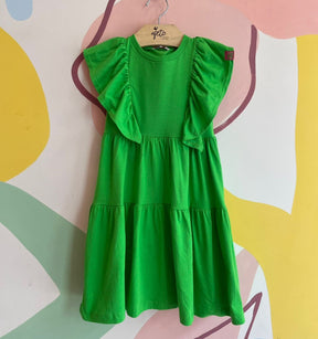 Vestido Manga Curta Momi Fem 3 Marias Babados Verde