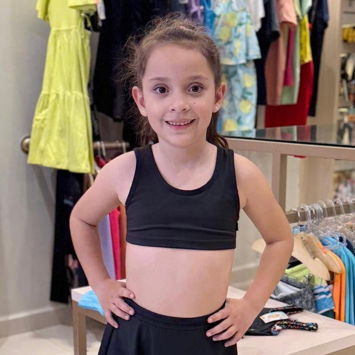 Blusa Regata Marujos & Sereias Menina Top Praia Ginastica Preto