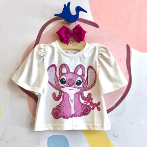 Blusa Manga Curta Disney menina Angel