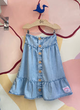 Saia Malagah Infantil Fem Midi Babado Jeans