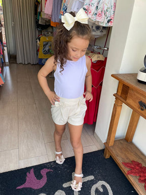 Shorts Yoyo Infantil Fem Linho