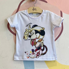 Blusa manga curta Disney menina Minnie cowboy
