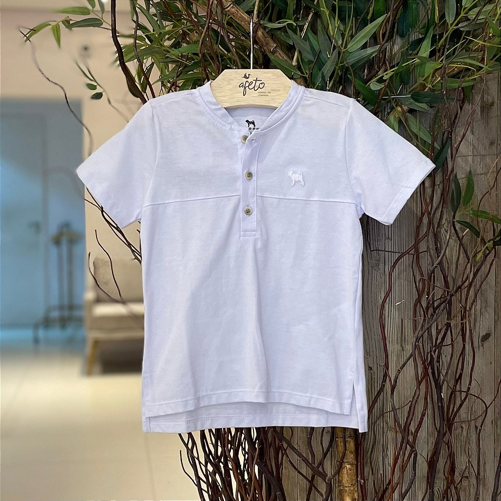 Camiseta Manga Curta Charpey Infantil menino Lisa com Botoes