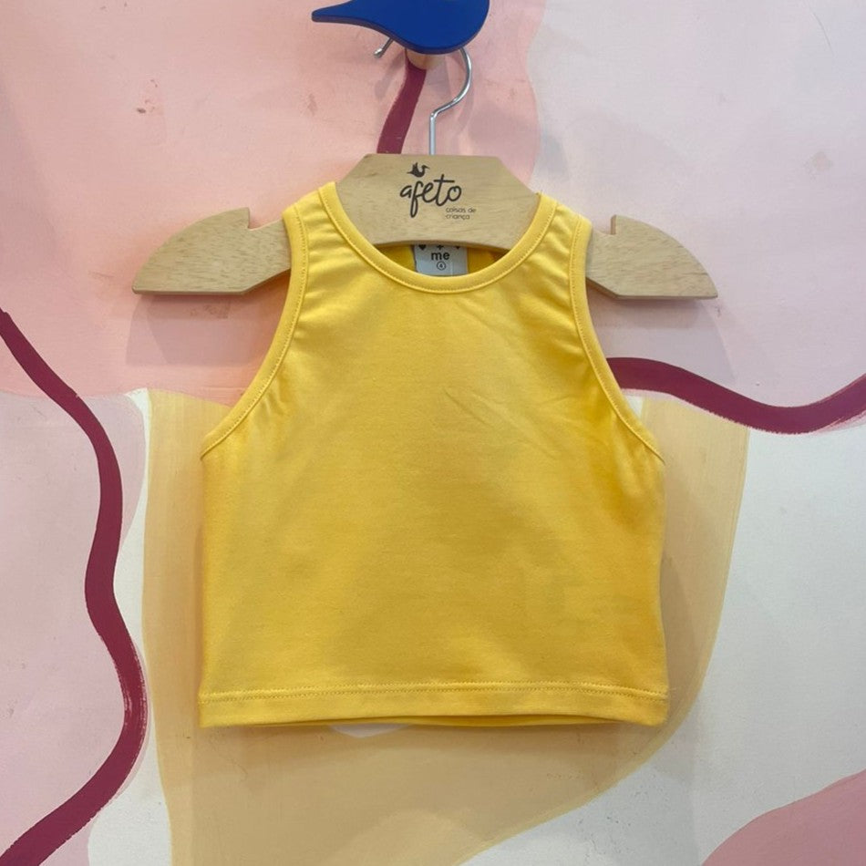 Blusa regata menina You+Me Cropped Liso amarelo