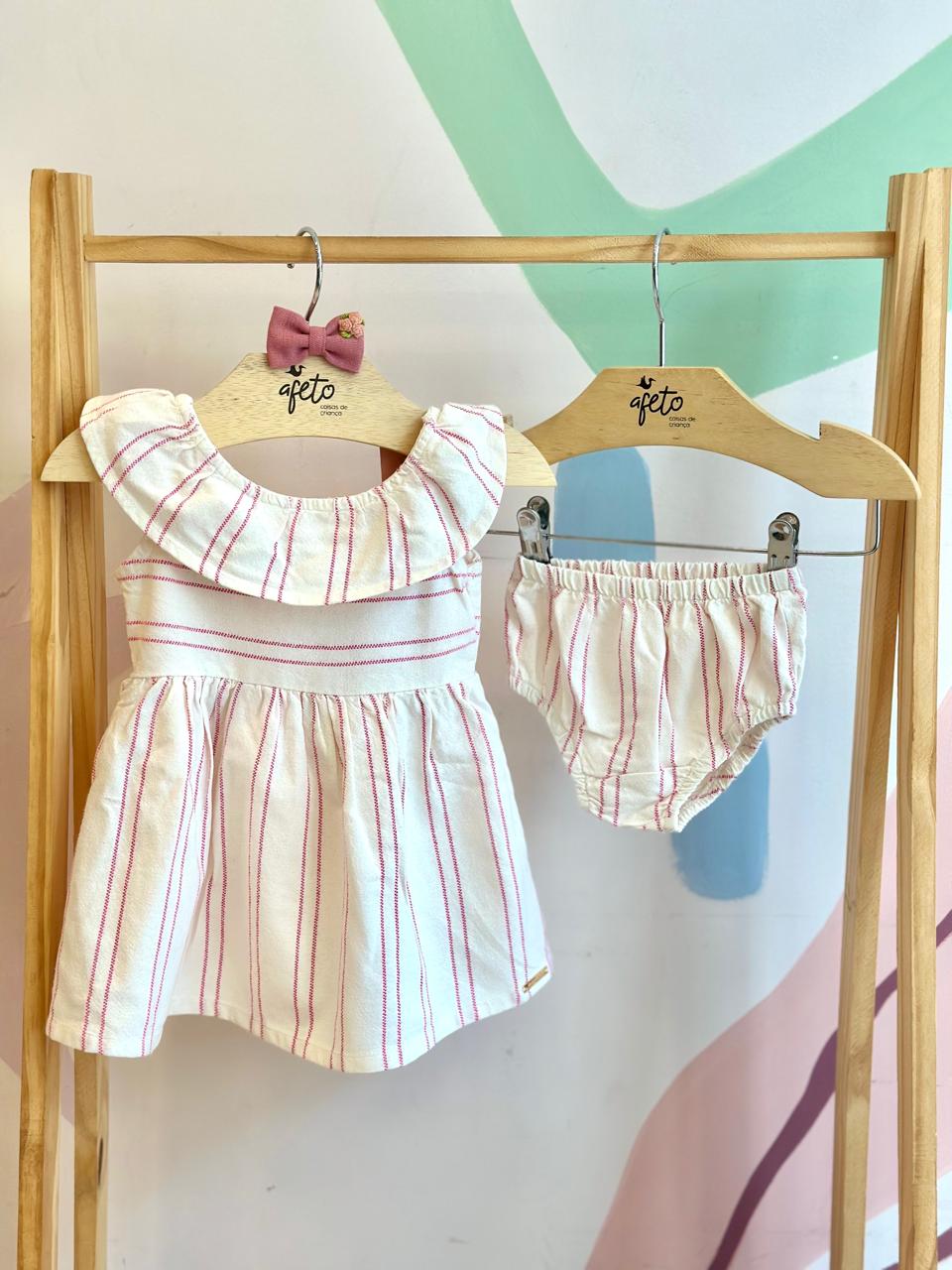 Vestido Regata menina Linho Listras