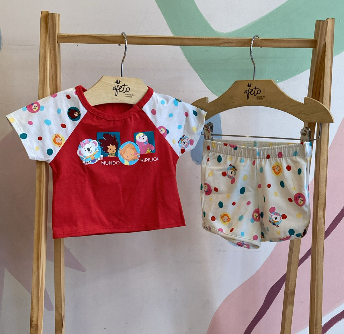 Pijama Manga Curta Shorts menina Poa