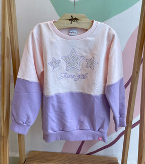 Blusa Manga Longa menina Moletom Estrelas Shine