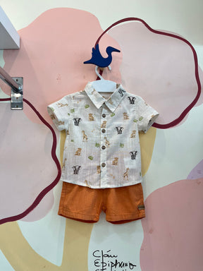 Conjunto manga curta bermuda Bakulelê menino Safari