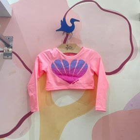 Blusa Praia menina Mon Sucre Cropped Concha Laranja