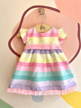 Vestido Manga Curta Malagah Infantil menina Listrado Tule Barra