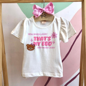 Blusa manga curta menina manga Frufru Ursinha